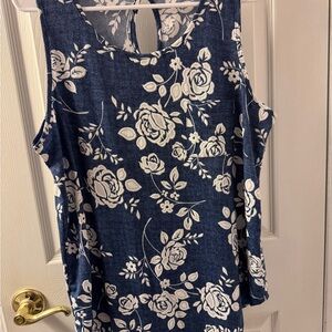 Papermoon Navy and White Floral Tank Top